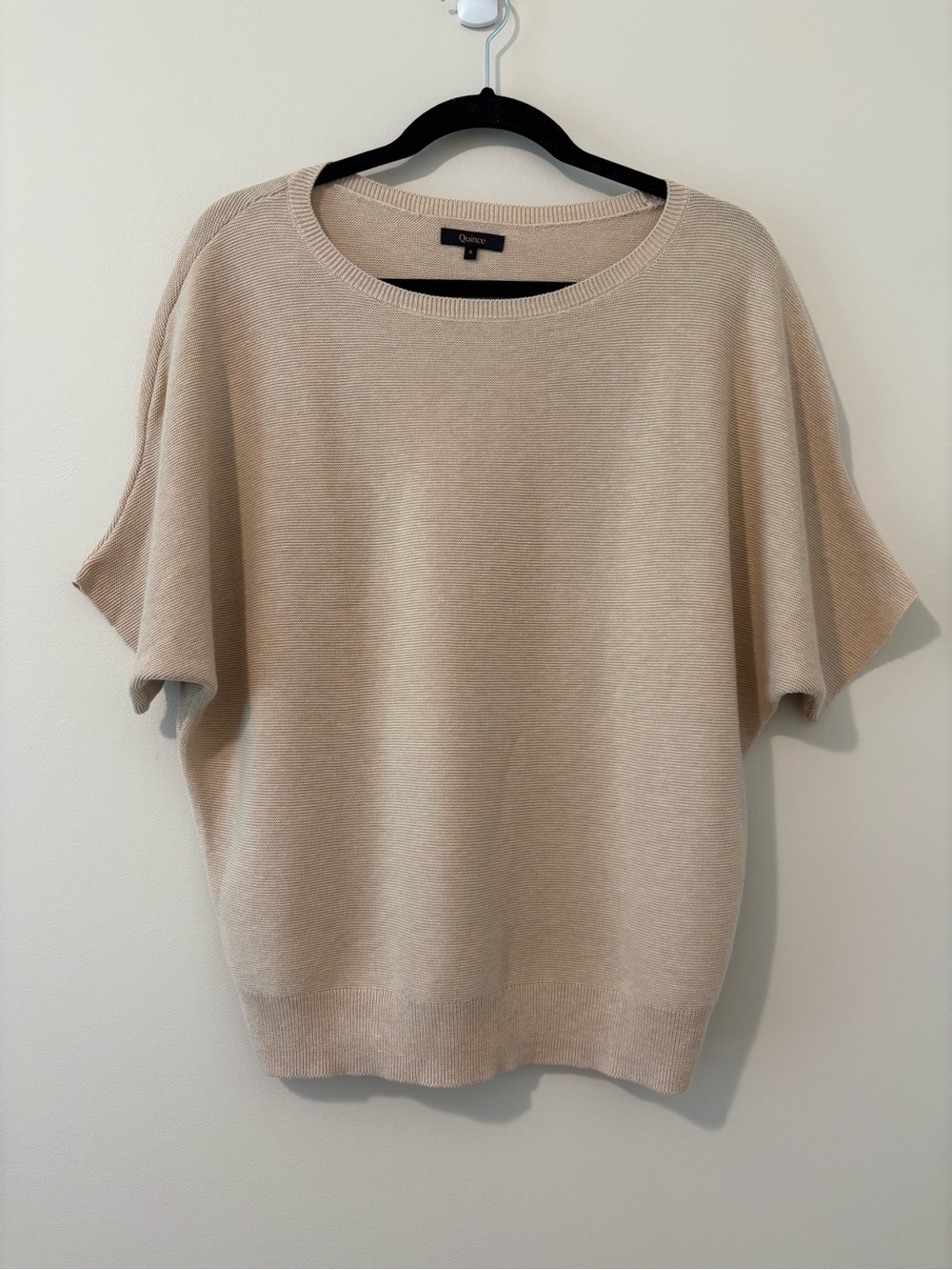 Quince Women's Short Sleeve Knit Sweater in Light Beige Size S Cotton - Picture 6 of 15